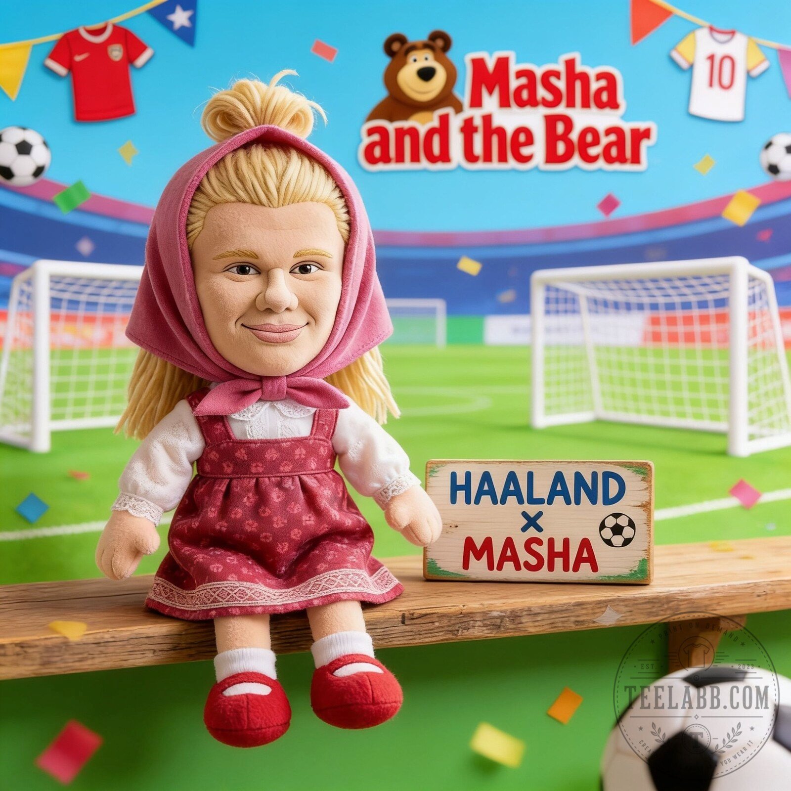 Erling Haaland x Masha And The Bear Plush Toy